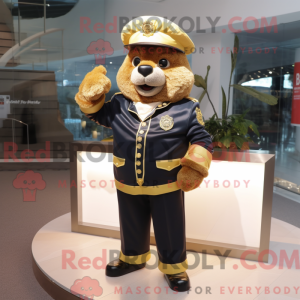 Gold Police Officer mascot...