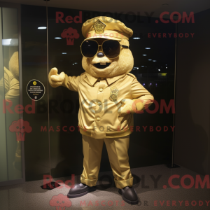 Gold Police Officer mascot...