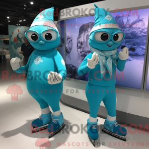 Turquoise paar schaatsen...