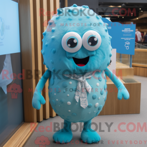 Cyan Oyster mascot costume...