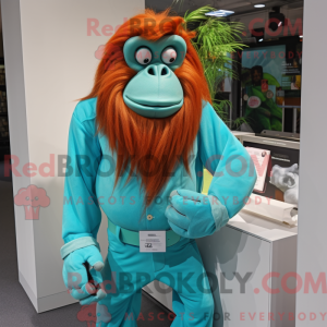 Cyan orangutang maskot...