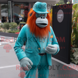 Cyan Orang-Utan Maskottchen...
