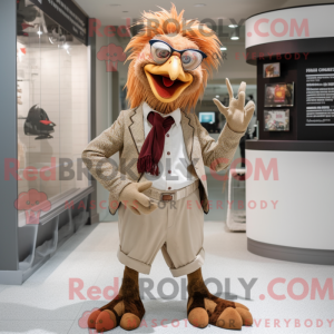 Tan Roosters maskot kostume...