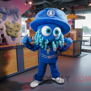 Blå Medusa maskot kostume...