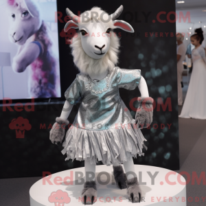 Silver Goat mascot costume...