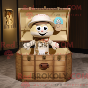 Beige skattekiste maskot...