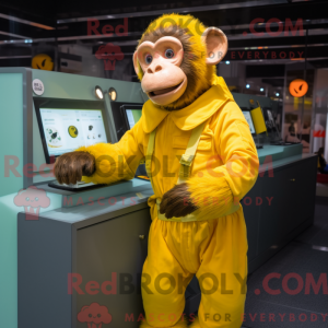 Gul chimpanse maskot...
