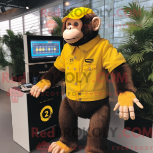 Gul chimpanse maskot...