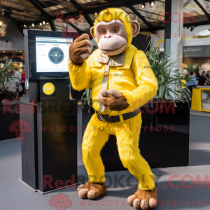 Gul chimpanse maskot...