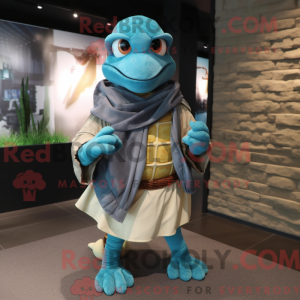 Cyan Turtle maskot kostume...