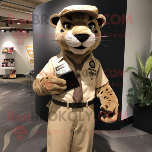 Tan Panther mascot costume character dressed with a Dress Shirt and Wallets