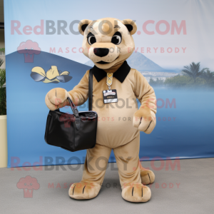 Tan Panther maskot kostume...