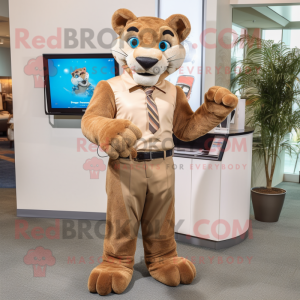 Tan Panther maskot kostume...