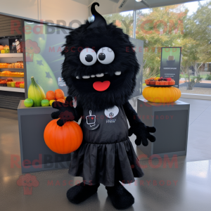 Black Squash mascot costume character dressed with a Dress Shirt and Keychains