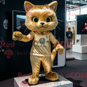 Gold Cat maskot draktfigur...