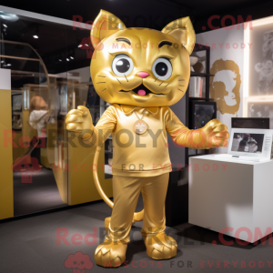 Gold Cat maskot kostume...
