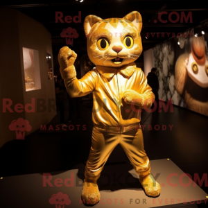 Gold Cat maskot draktfigur...