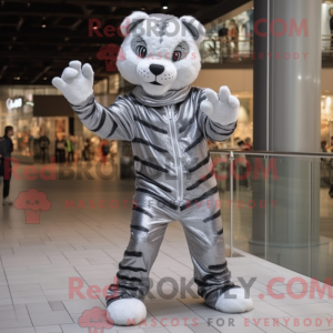 Sølv Tiger maskot drakt...
