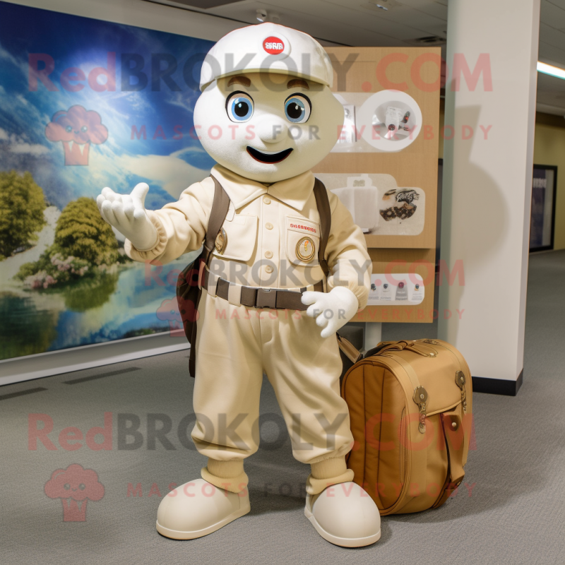 Cream Momentum mascot costume character dressed with a Cargo Pants and Coin purses Cream Momentum mascot costume character dressed with a Cargo Pants and Coin purses