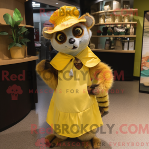 Gul Lemur maskot kostume...