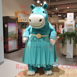 Teal Hippopotamus mascot...