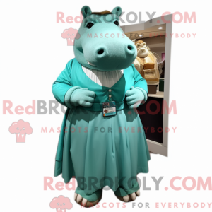 Teal Hippopotamus mascot...