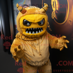 Gold Demon maskot kostyme...