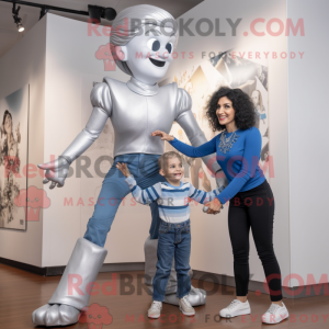 Sølv Acrobat maskot kostume...