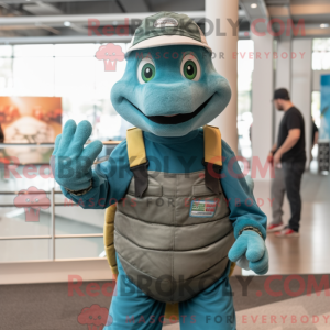 Teal Turtle Maskottchen...