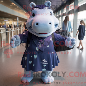Navy Hippopotamus mascot...