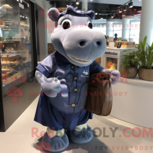 Navy Hippopotamus maskot...