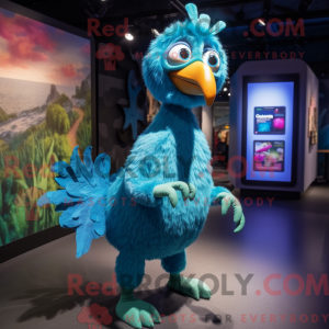 Cyan Dodo Bird Maskottchen...