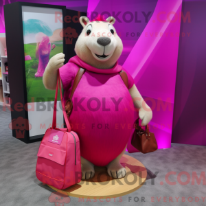 Magenta Capybara maskot...