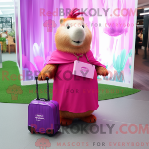 Magenta Capybara maskot...