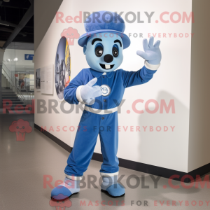 Blue Mime mascot costume...