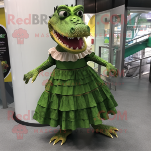 nan Crocodile mascot costume character dressed with a Skirt and Shoe clips