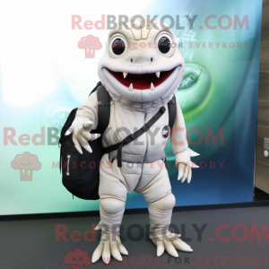Hvid Piranha maskot kostume...