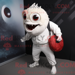 Hvid Piranha maskot kostume...