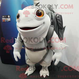 Hvid Piranha maskot kostume...