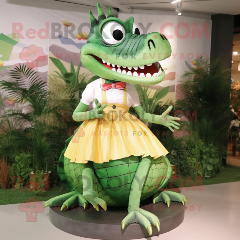 nan Crocodile mascot costume character dressed with a Skirt and Shoe clips nan Crocodile mascot costume character dressed with a Skirt and Shoe clips