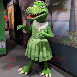 nan Crocodile mascot costume character dressed with a Skirt and Shoe clips