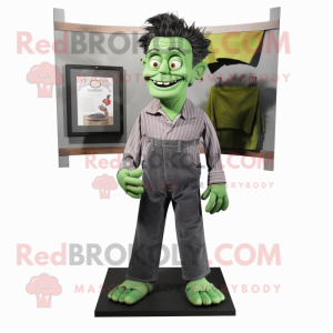 nan Frankenstein mascot costume character dressed with a Henley Tee and Pocket squares