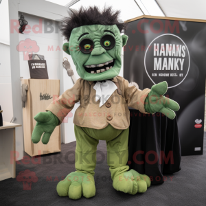 nan Frankenstein mascot costume character dressed with a Henley Tee and Pocket squares