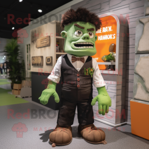 nan Frankenstein mascot costume character dressed with a Henley Tee and Pocket squares