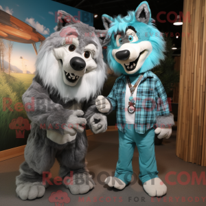 Turkis Wolf maskot kostume...