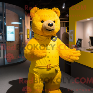 Yellow Bear mascot costume...