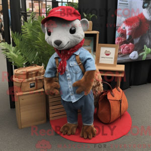Red Pangolin mascot costume...