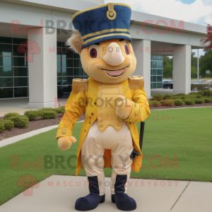 Gold Civil War Soldier mascot costume character dressed with a Bermuda Shorts and Wraps