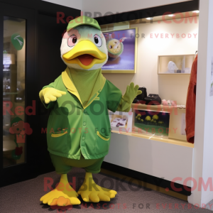 Olive Duck-maskotdraktfigur...