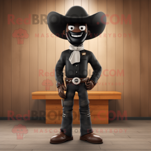 Black Cowboy mascot costume character dressed with a Blazer and Belts